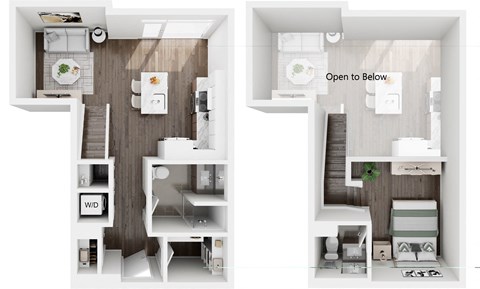 a renovated floor plan with a bedroom and a living room